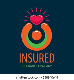 vector logo man holding a heart