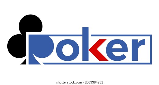 marca del logotipo vectorial del póker con la letra P como parte del icono del tapete, una combinación de rojo, azul y negro