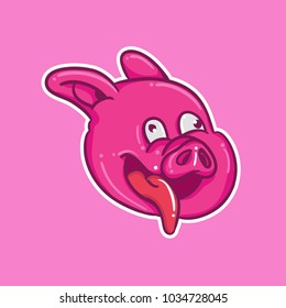 vector logo mascot pig head crazy