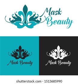 Vector Logo Mask Beauty use blue color With different Background .Graphic icon symbol for Salon and spa business. 
