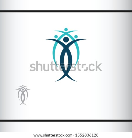 Vector logo of men, people group or family. Abstract stylized people body. Logo design template. Watermark version
