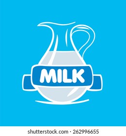 vector logo milk in a glass jar