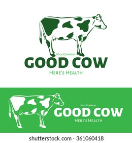 Vector logo of milk production or milk shop. Cow brand logo.