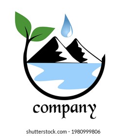 Vector logo of mineral water drink from mountains