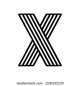 Vector Logo of Modern Alphabet Letter X, Parallel lines stylized rounded font