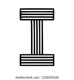 Vector Logo of Modern Alphabet Letter I, Parallel lines stylized rounded font