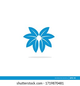 vector logo with modern, blue, unique, and clean abstract leaf shapes, leaves, leaf logos, cannabis