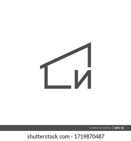 vector logo with modern construction shapes and letters