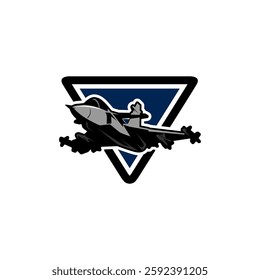 vector logo modern fighter jet aircraft illustration