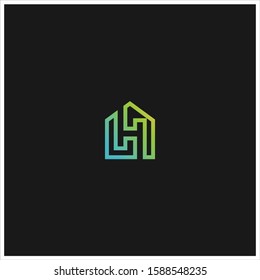 Vector logo of a modern home with the initials "LH"
