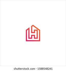 Vector logo of a modern home with the initials "EH"