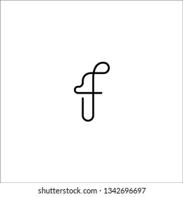 Vector logo modern line lowercase F.