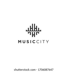 vector logo with modern music shapes and letters, unique, and clean, music, music logos