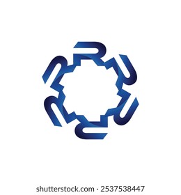 Vector logo of modern R letter circle blue gradient. Logo lingkaran dari huruf R warna gradasi biru.
