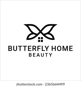 Vector Logo of Monarch Butterfly and Home icon.