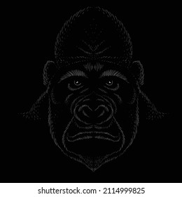 The Vector logo a monkey or gorilla named King Kong for tattoo or T-shirt design or outwear.  Cute print style a monkey or gorilla named King Kong background. This drawing would be nice to make.