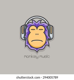 Vector logo of monkey with headphones