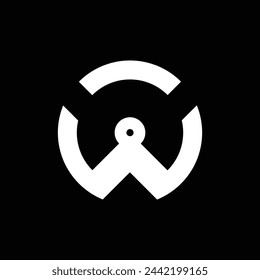 vector logo monogram design forming letters "o" and "w". white with black background.