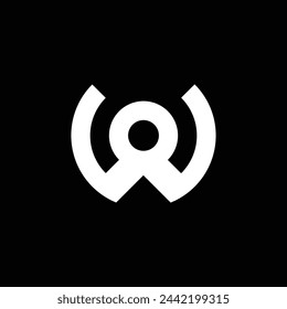 vector logo monogram design forming letters "w" and "o". white with black background.