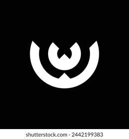 vector logo monogram design forming letters "w" and "w". white with black background.