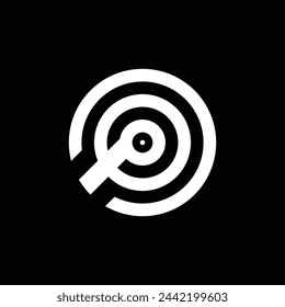 vector logo monogram design forming letters "p" and "o". white with black background.