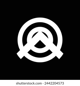 vector logo monogram design forming letters "a" and "o". white with black background.