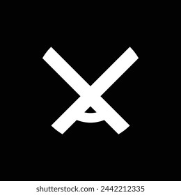 diseño de monograma de logotipo vectorial que forma las letras "a" y "x". blanco con fondo negro.