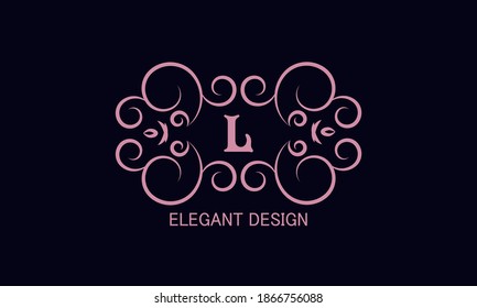 Vector logo monogram design template in trendy linear style. Decorative letter L. Emblem for fashion, beauty and jewelry industry, sign, business symbol.