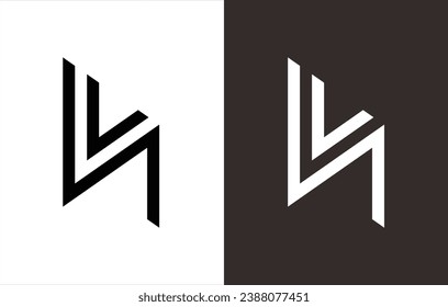 vector logo monogram letters "N" and "V". Black and white background.