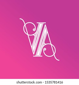 Vector logo monogramk letter V and A