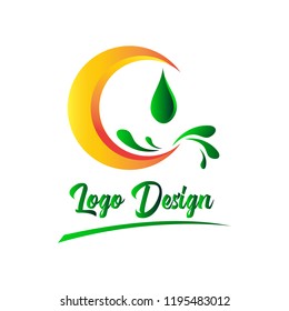 Vector Logo Moon and Green Water