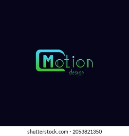 Vektorgrafik-Logo-Motion-Design in blauer Farbe auf schwarzem Hintergrund
