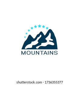 Vector logo of mountain in flat style. Icon of silhouette landscape.