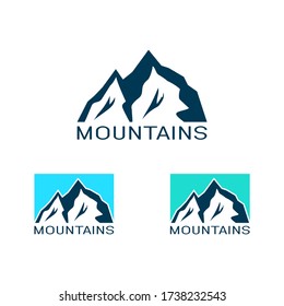 Vector logo of mountain in flat style. Icon of silhouette landscape.