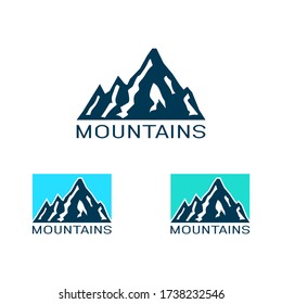 Vector logo of mountain in flat style. Icon of silhouette landscape.