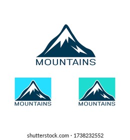 Vector logo of mountain in flat style. Icon of silhouette landscape.