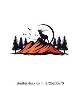 vector logo of a mountain landscape
