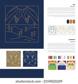 vector logo mountain with monoline style various image options . design for decoration in modern minimalist style for social media posts, stories, for artisanal jewelry and others