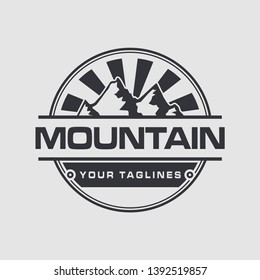 vector logo of mountain scenery with vintage style