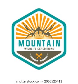 Vector Logo Mountain Wildlife Expedition