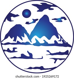 logotipo vectorial de las montañas en color azul