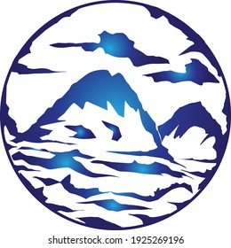 vector logo of mountains and sea