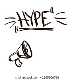 Vector logo with a mouthpiece and the inscription: "HYIP". Black and white drawing.