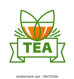 vector logo mug of tea and a ribbon