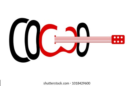 Vector Logo for music band name COWO with guitar design