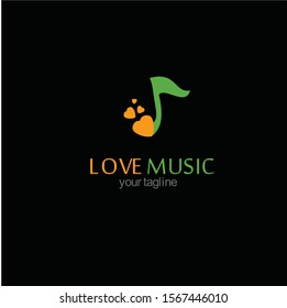 Vector logo music and love symbol