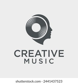 Vector logo for music record company audio house logo singing recording logo