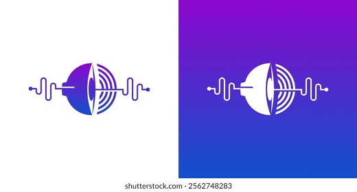 Vector Logo Music sound wave, studio, music, DJ, audio system, shop, party.