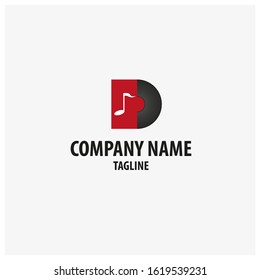Vector logo with musical note and circle design elements. Can be used for music companies