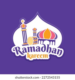 Logo vector para caligrafía musulmana Ramadan Kareem, símbolo de papel cortado con tipo de cepillo original para palabra ramadan kareem, pancarta ramadan, pegatina, ilustración vectorial de Eid Mubarak.